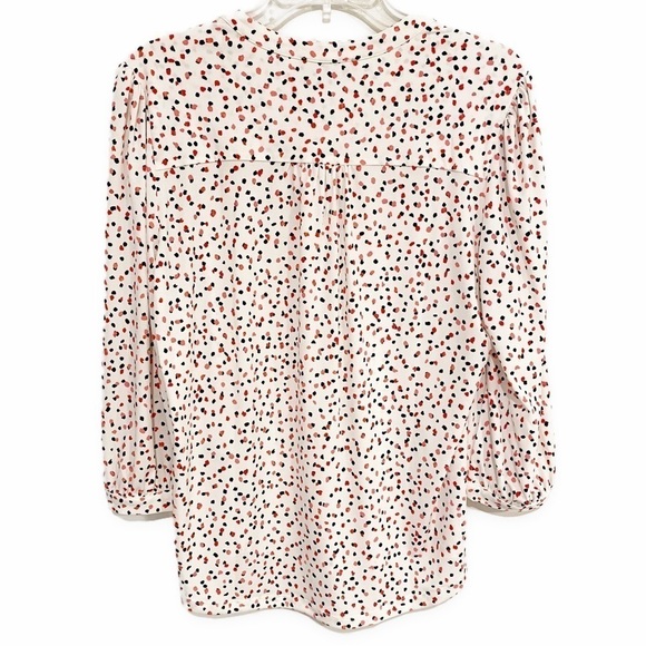 Karl Lagerfeld | Paris Henley Top Distressed Dot Spandex 3/4 Sleeve Size Small - Picture 2 of 6